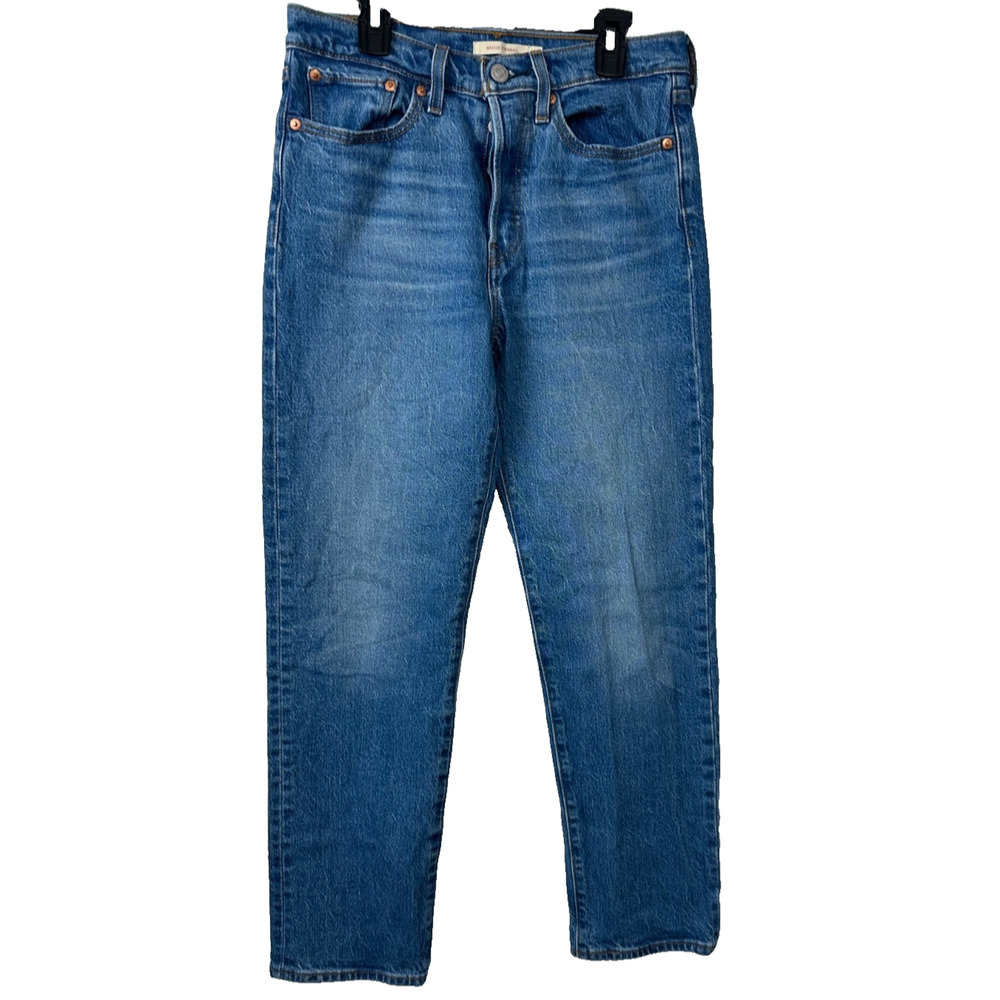 Levis Premium Denim Womens Wedgie Straight Jeans 27 Blue Button Fly A6